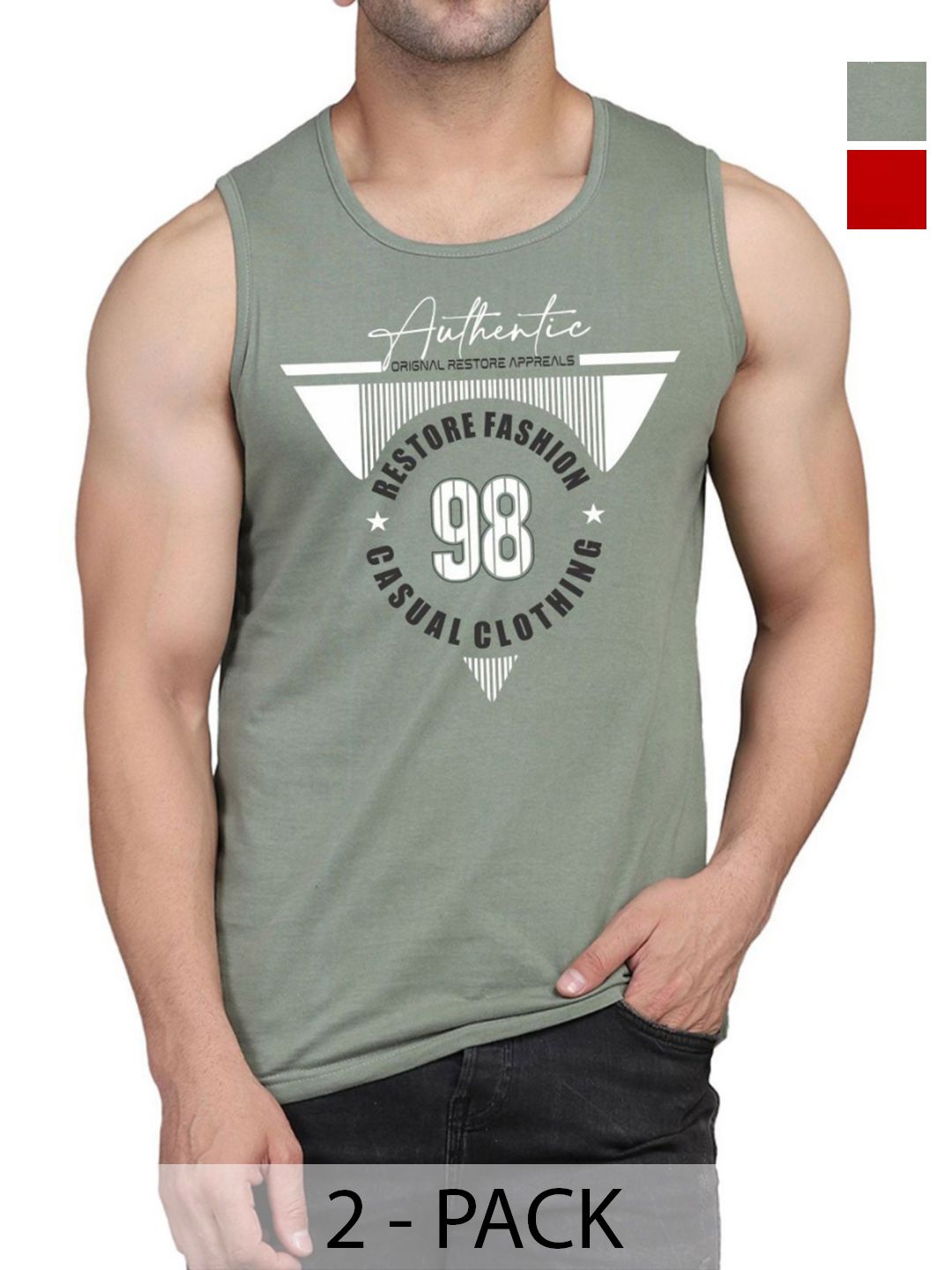 WOOSTRO Men Pack Of 2 Typography Printed Round Neck Cotton Slim Fit T-shirts