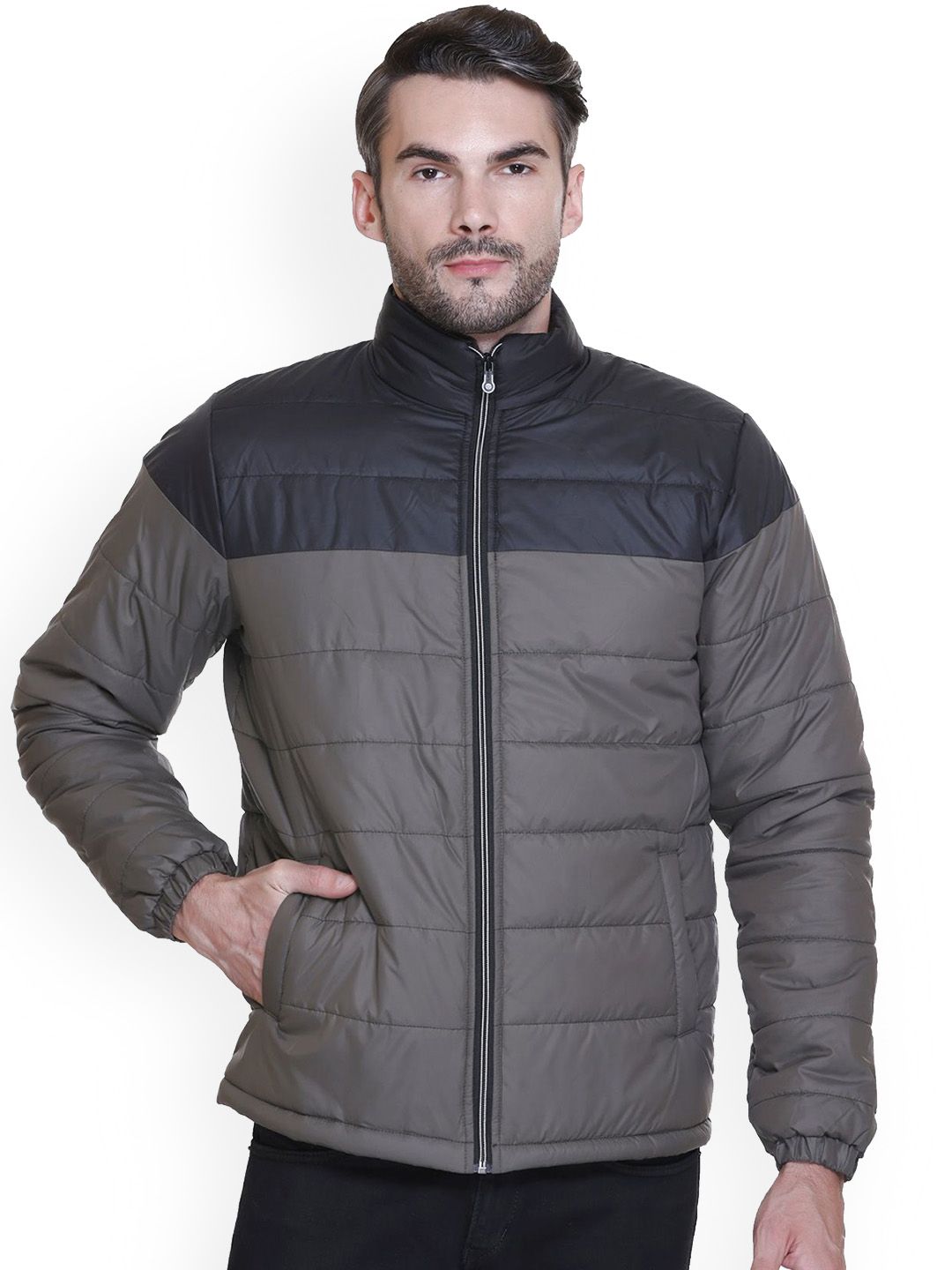 SANHOK Men Colourblocked Lightweight Quilted Jacket