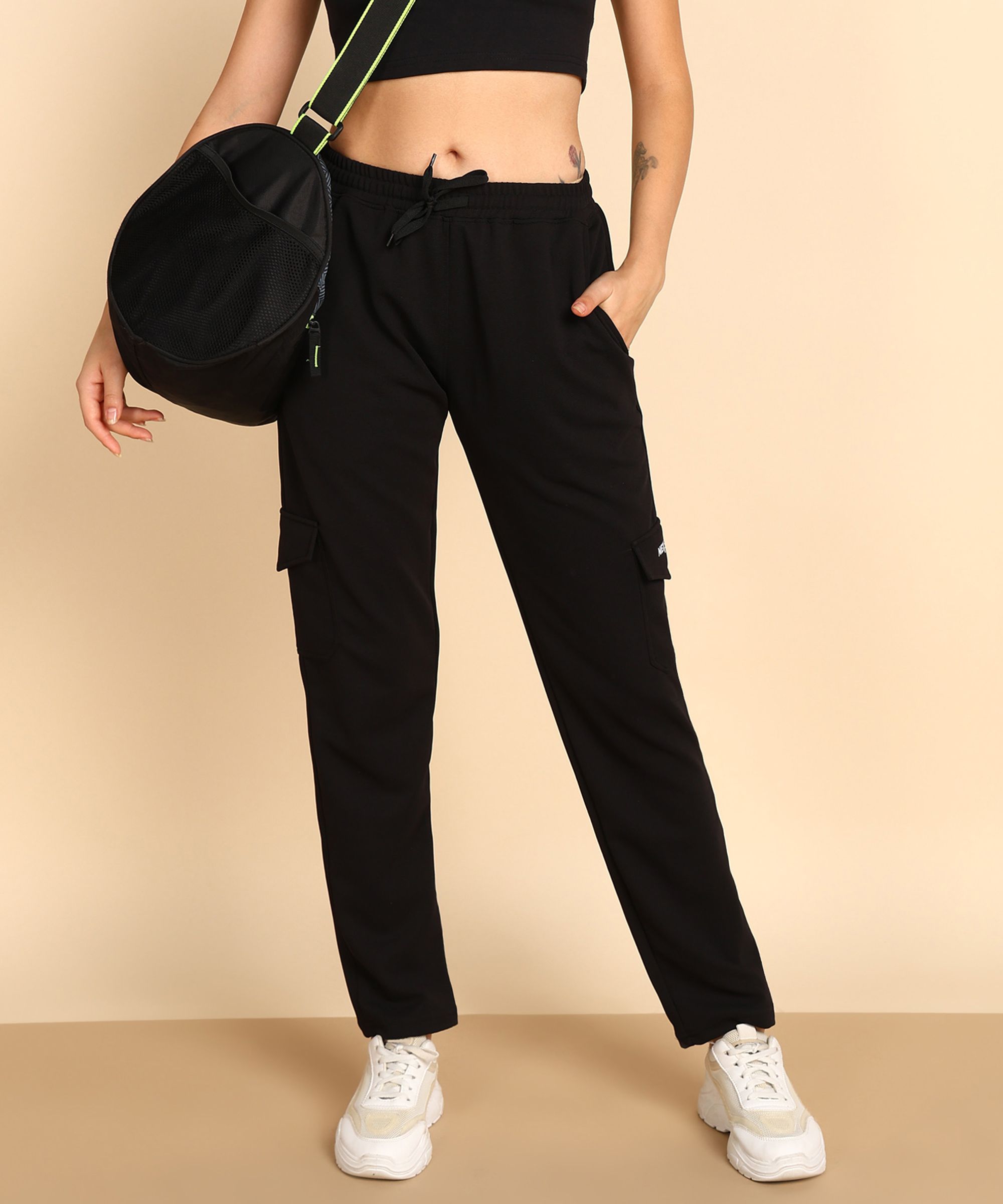 NEXSTEP Women Relaxed-Fit Mid Rise Cargo Track Pant
