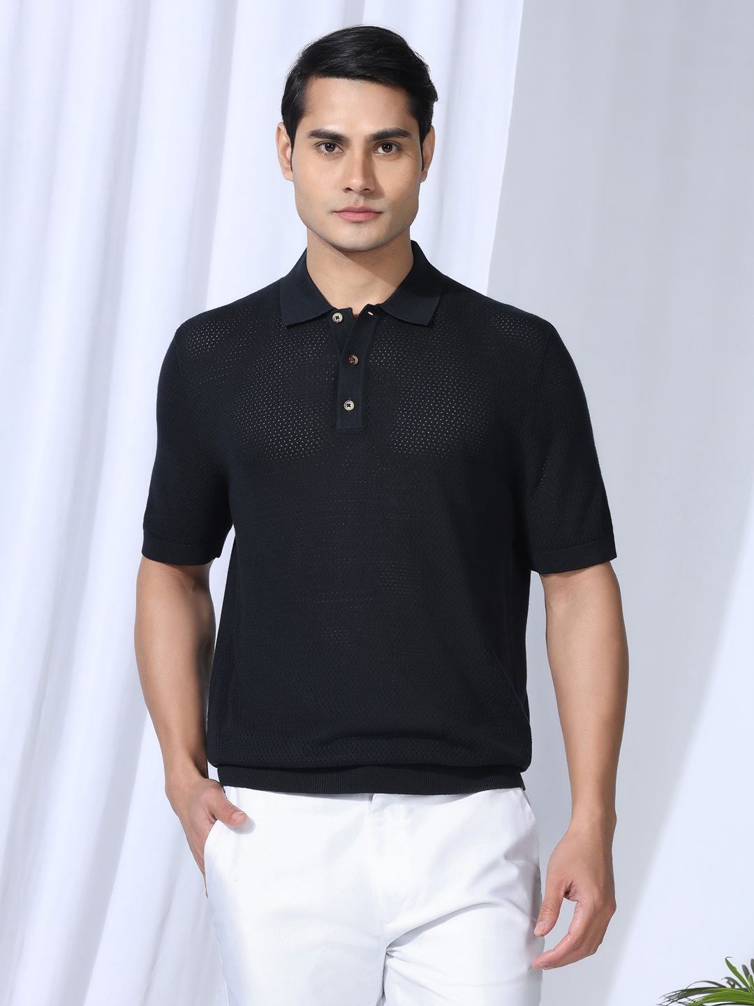 Blackberrys Men Solid Polo Collar Cotton Slim Fit T-shirt