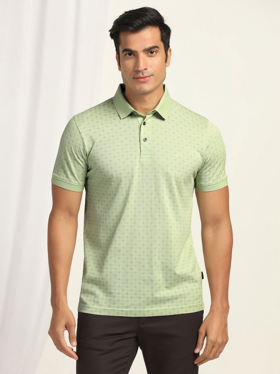 Blackberrys Men Geometric Printed Polo Collar Cotton Slim Fit T-shirt