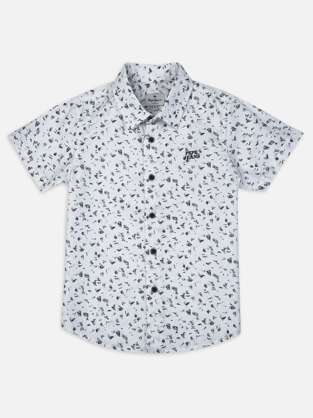 Pepe Jeans Boys Spread Collar Abstract Printed Cotton Casual Shirt