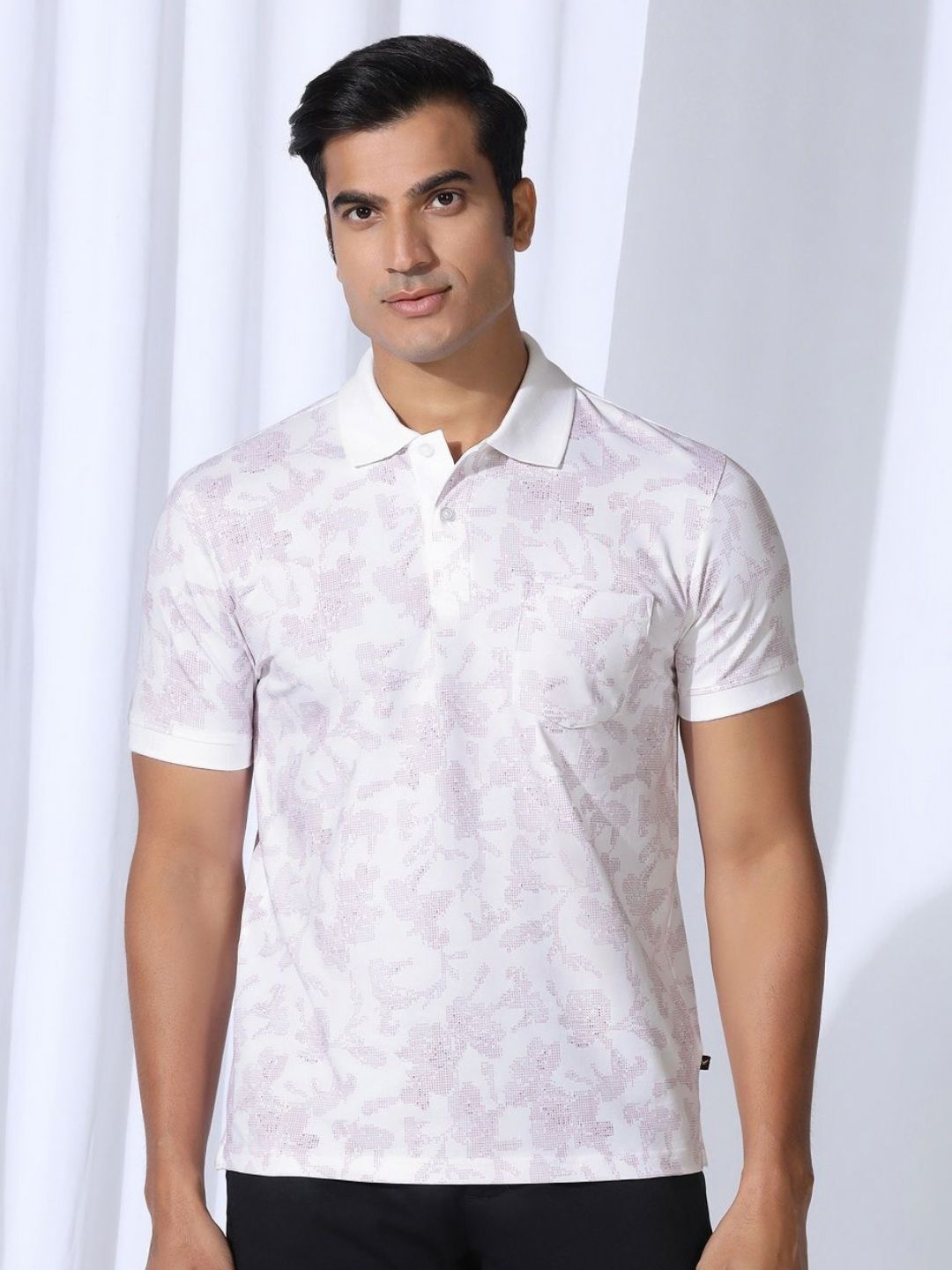 Blackberrys Men Abstract Printed Polo Collar Cotton Slim Fit T-shirt