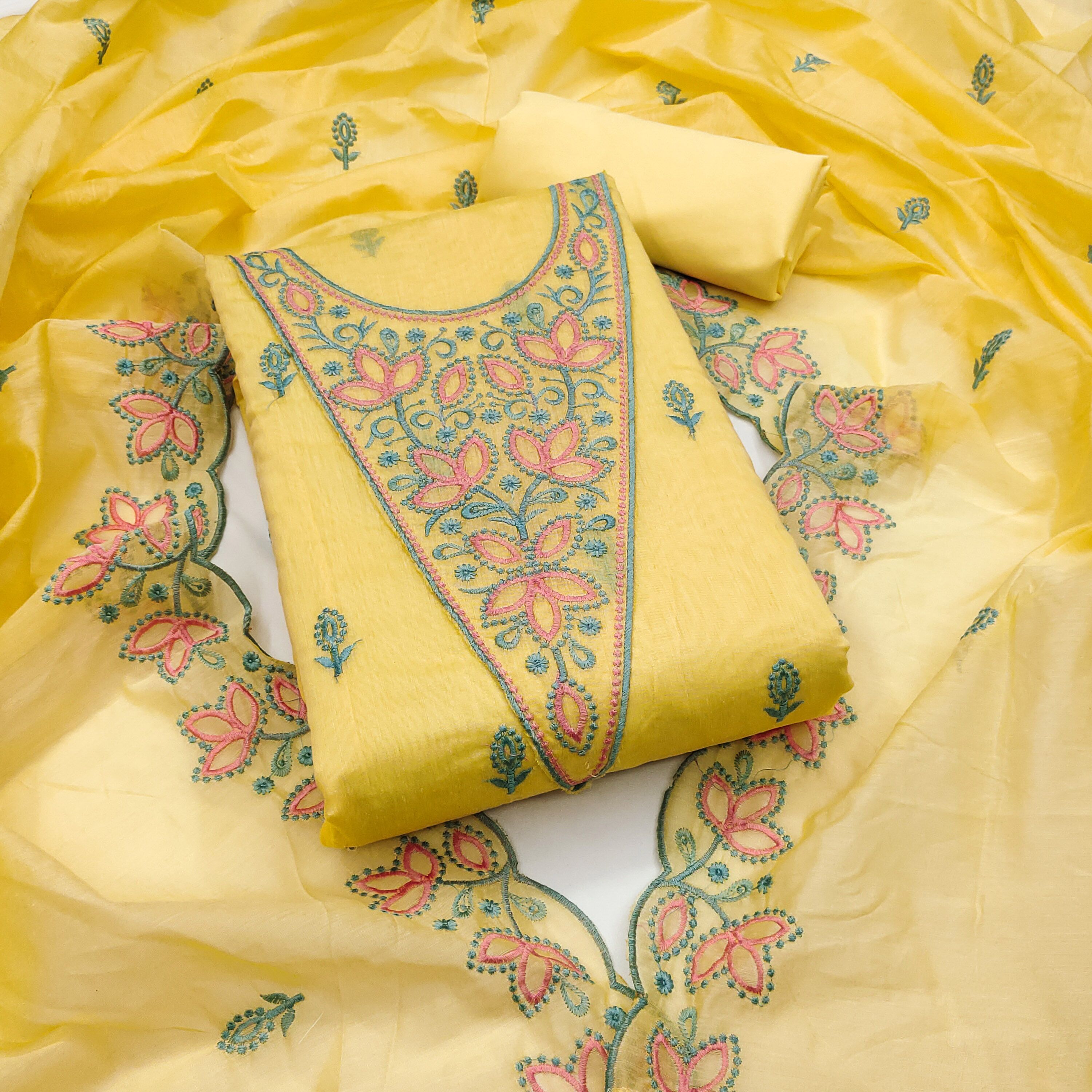 HERE&NOW Floral Embellished Unstitched Dress Material