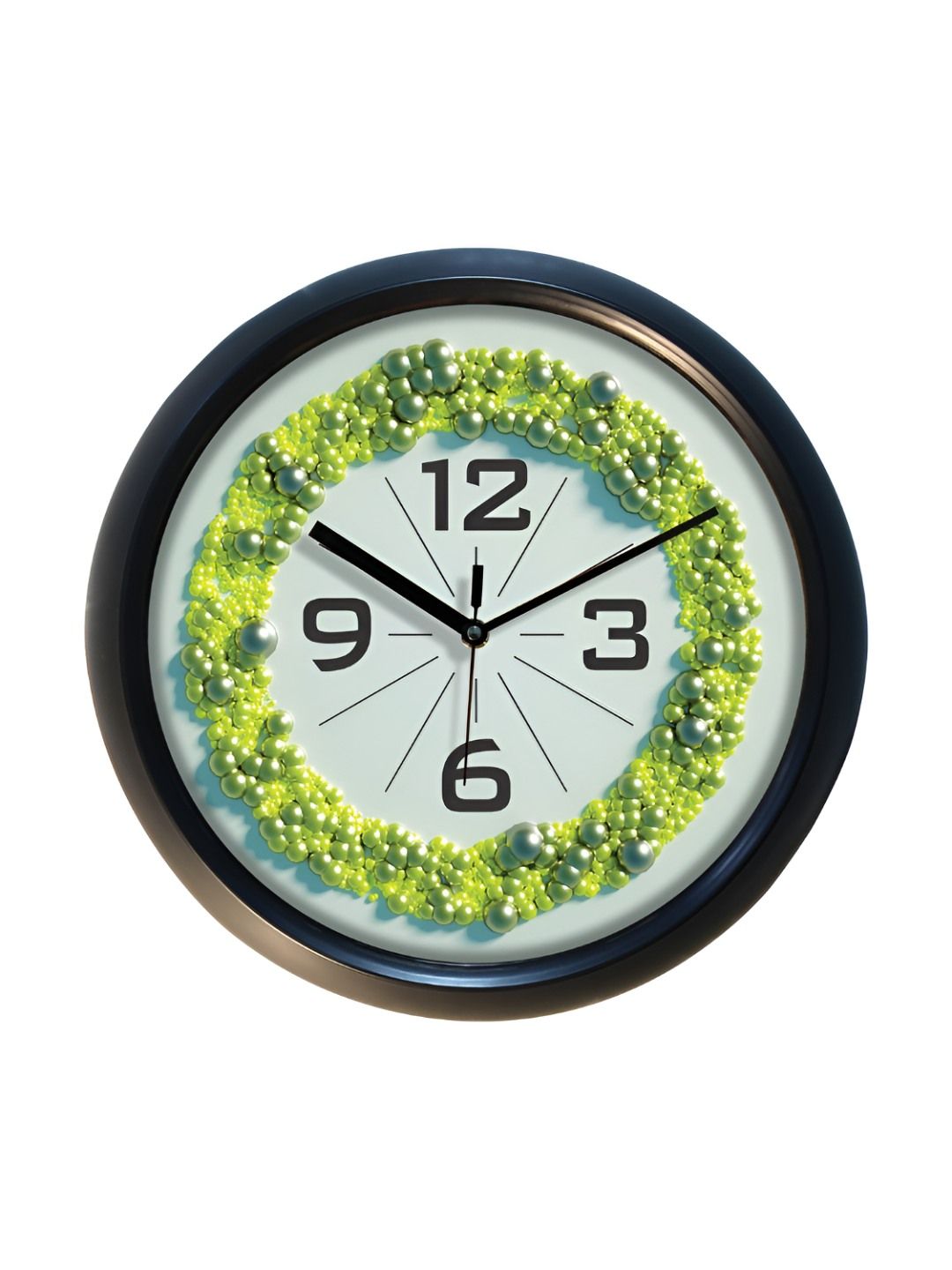 Aura Aura White & Green Embellished Contemporary Wall Clock