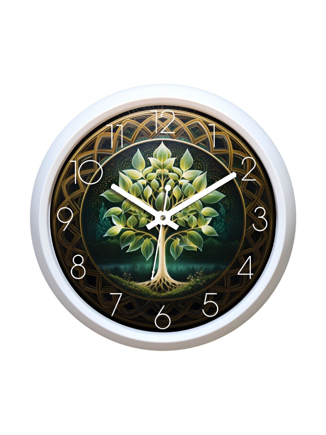 Aura Aura Green & White Printed Contemporary Wall Clock
