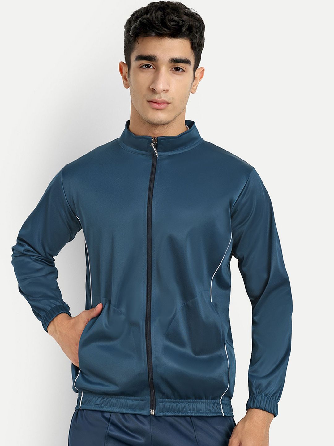 Metronaut Men Mock Collar Solid Sports Lightweight Bomber Jacket