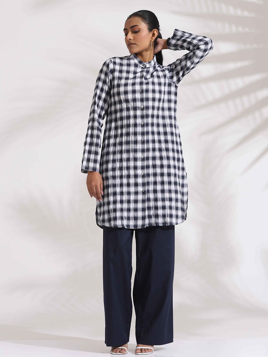 trueBrowns Checked Pure Cotton Tunic & Palazzo Co-ords