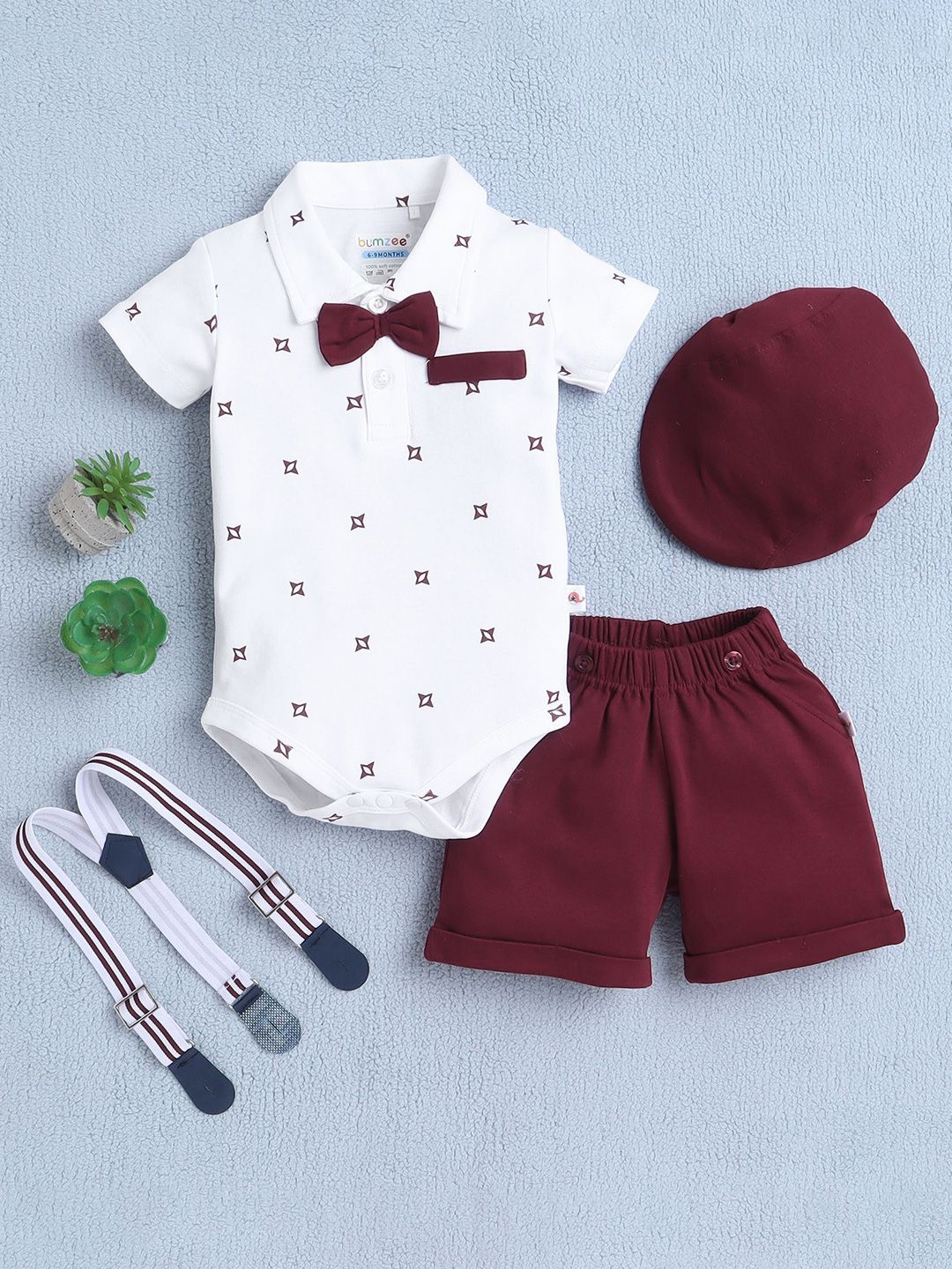 BUMZEE Boys Pure Cotton Printed Leotard With Shorts