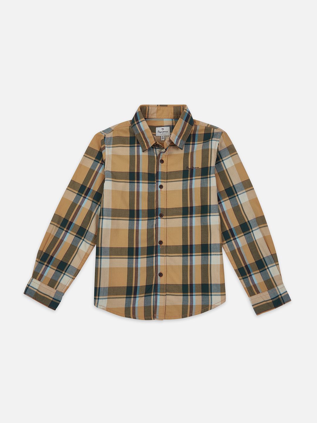 Pepe Jeans Boys Spread Collar Tartan Checked Cotton Casual Shirt