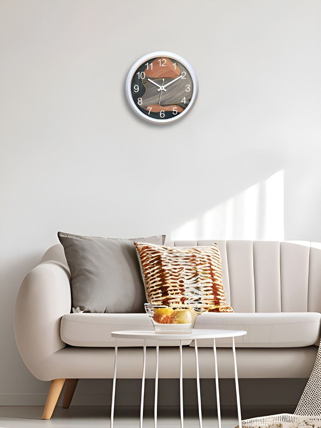 Aura Aura Brown & Grey Printed Contemporary Wall Clock