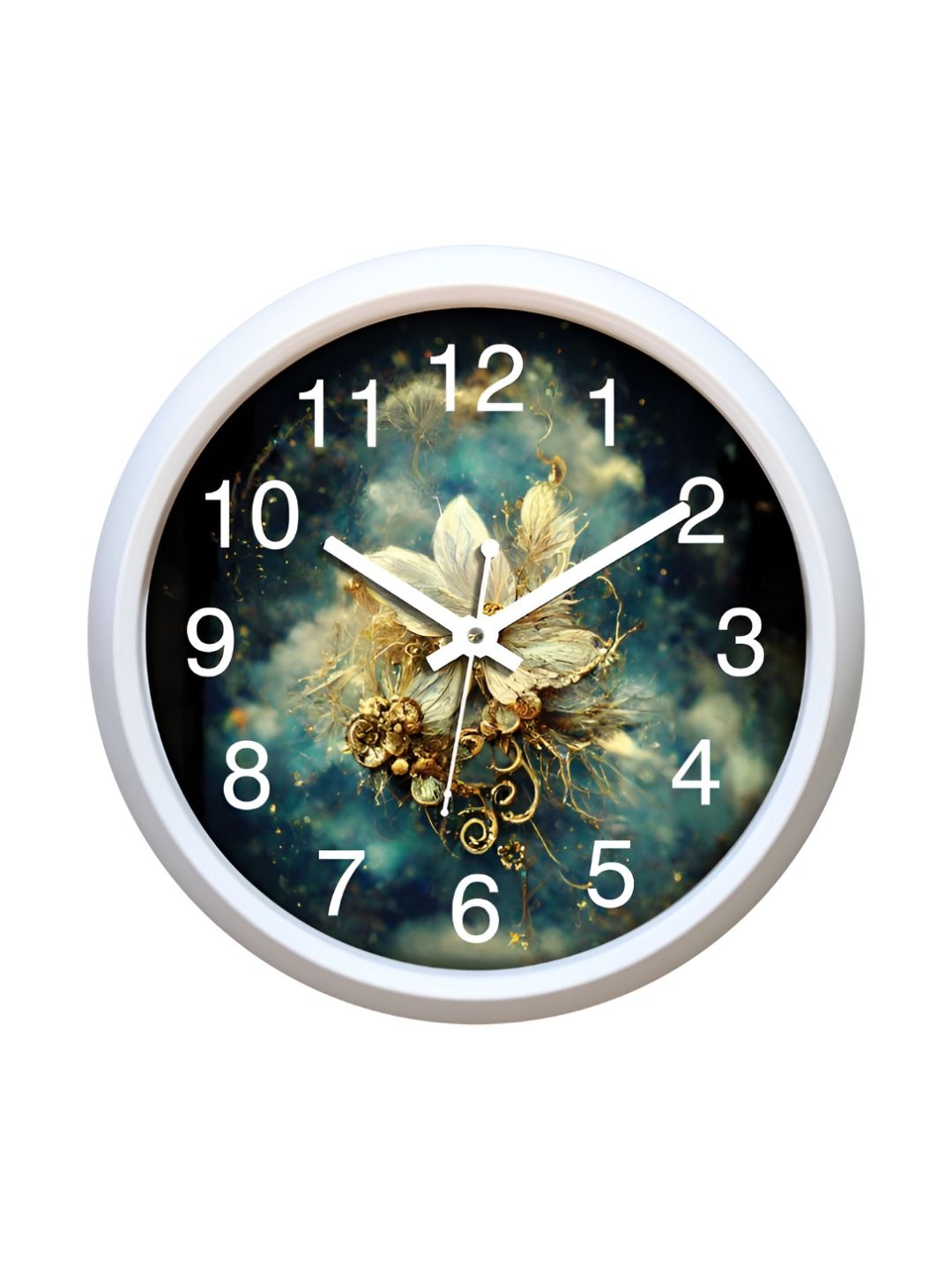 Aura Aura White & Green Printed Contemporary Wall Clock
