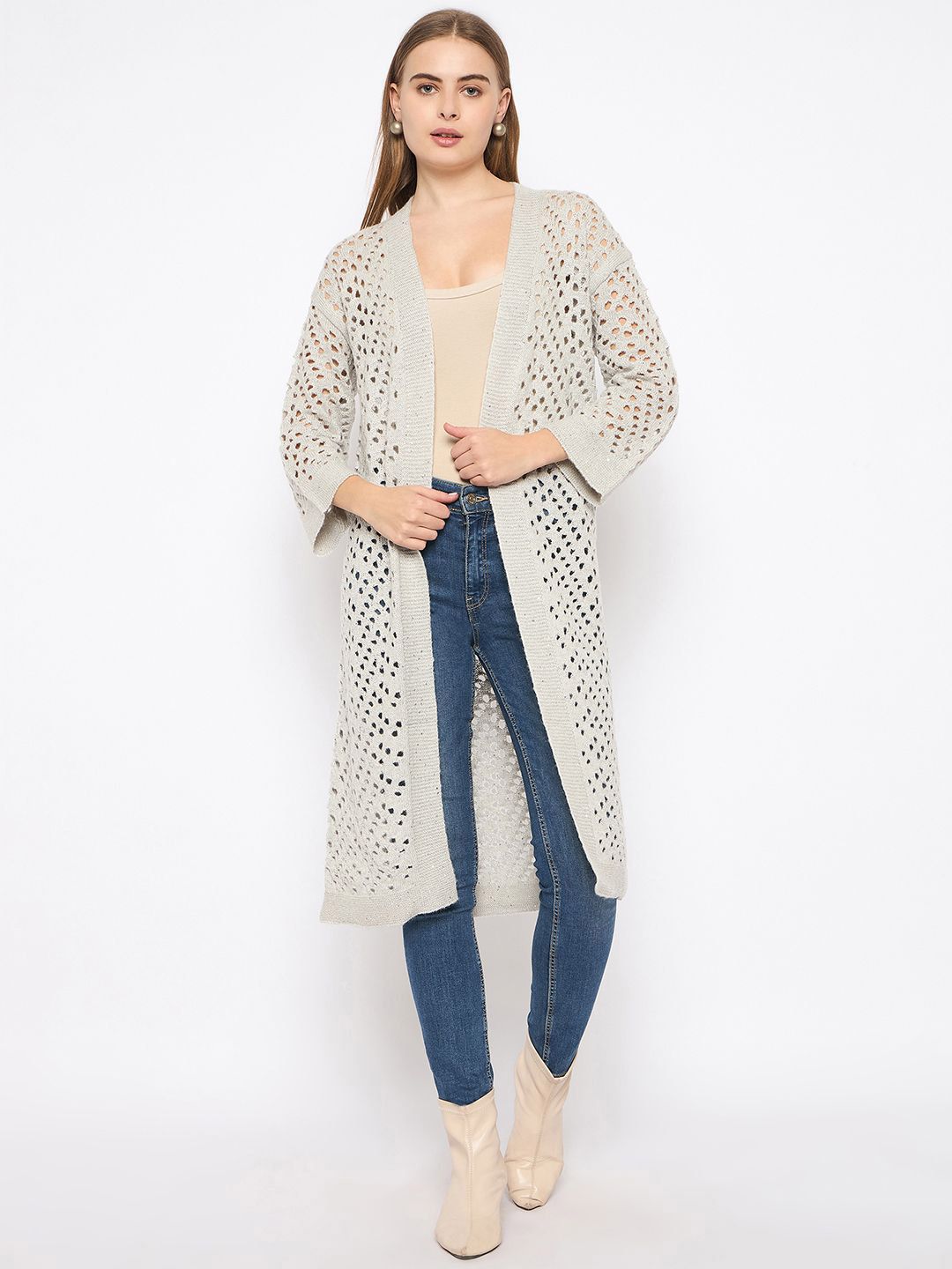 Madame Self Design Longline Open Front Acrylic Shrug Offers & Cashback
