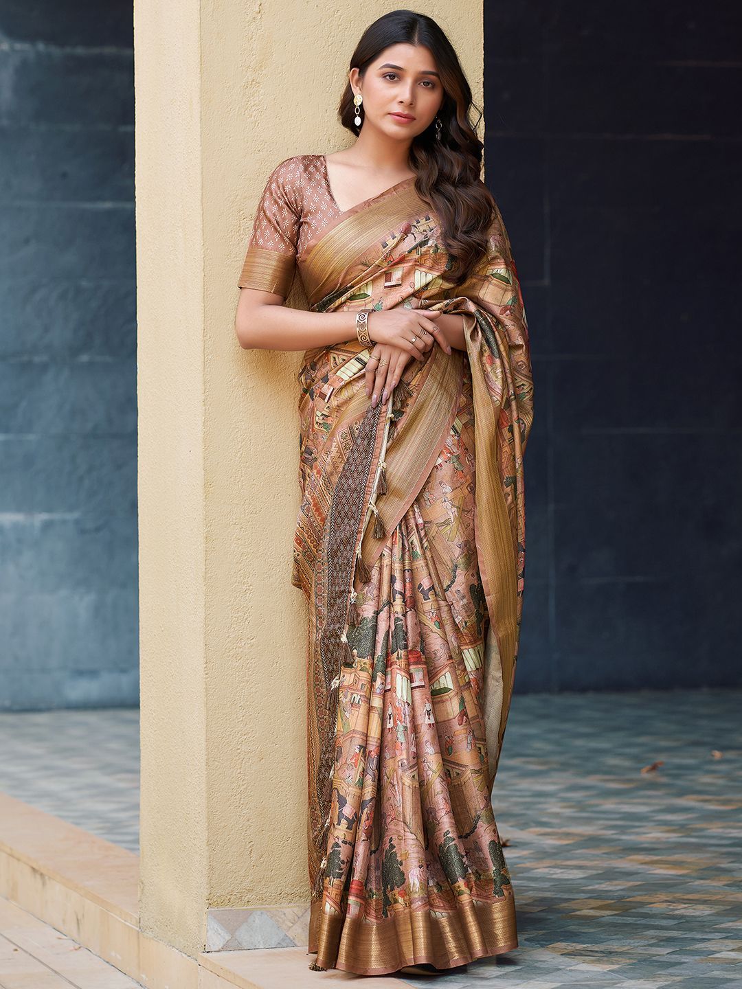 Mitera Warli Printed Zari Saree