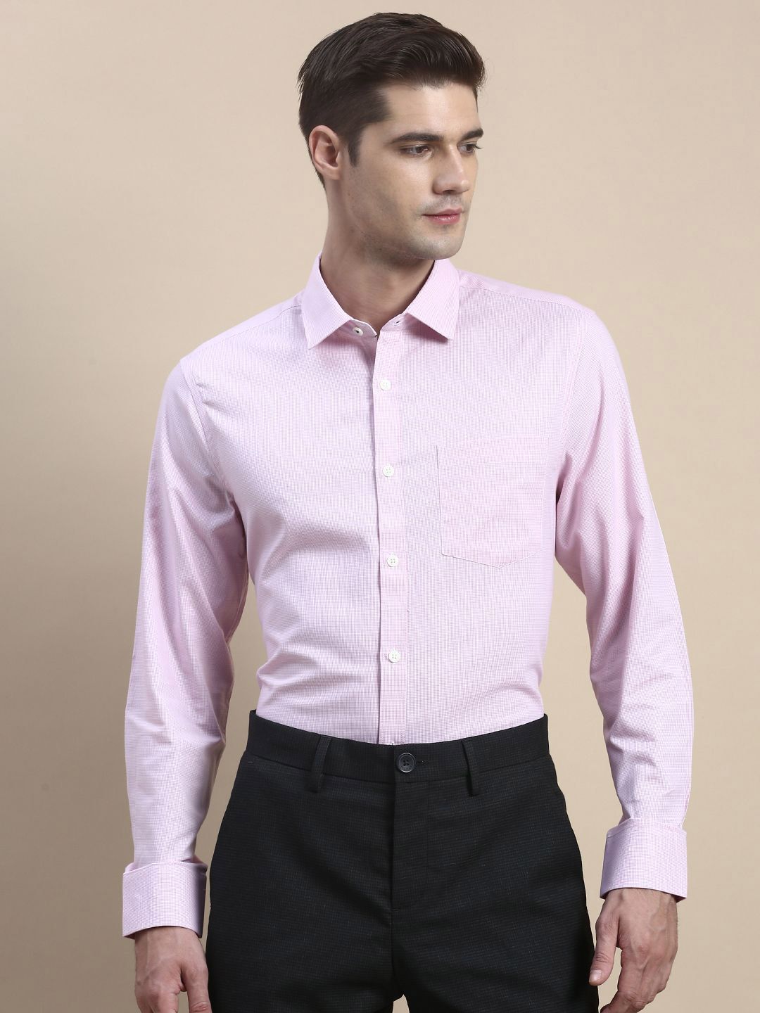 INVICTUS Men Standard Slim Fit Design Spread Collar Textured Cotton Formal Shirt