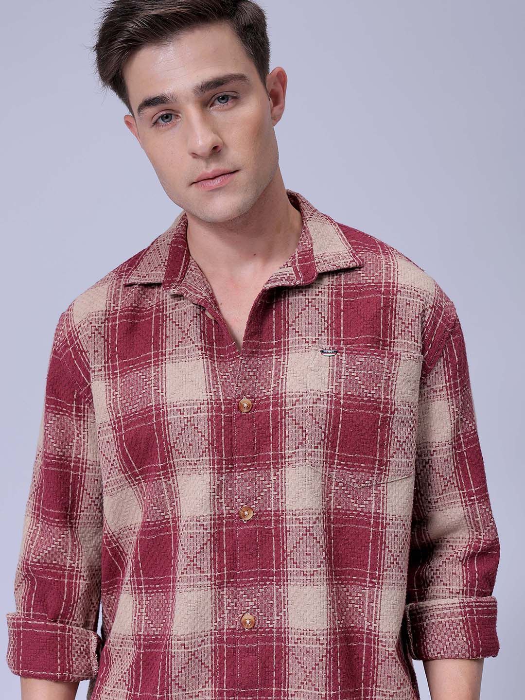 The Indian Garage Co Men Relaxed Fit Spread Collar Checked Cotton Casual Shirt
