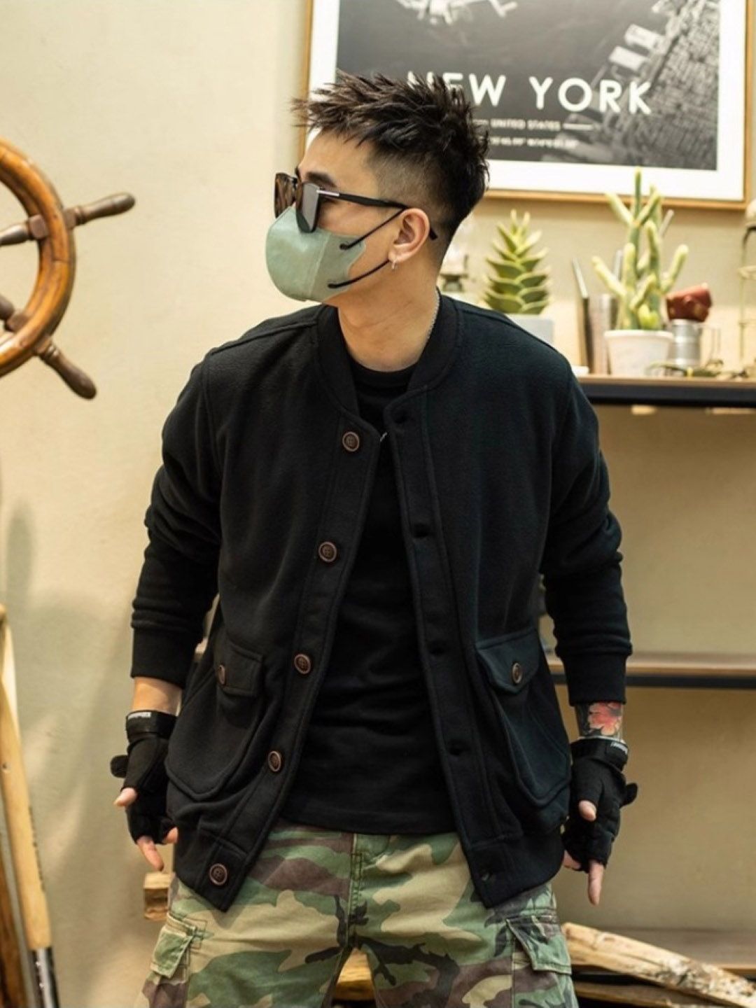 StyleCast Men Solid Stand Collar Tailored Jacket