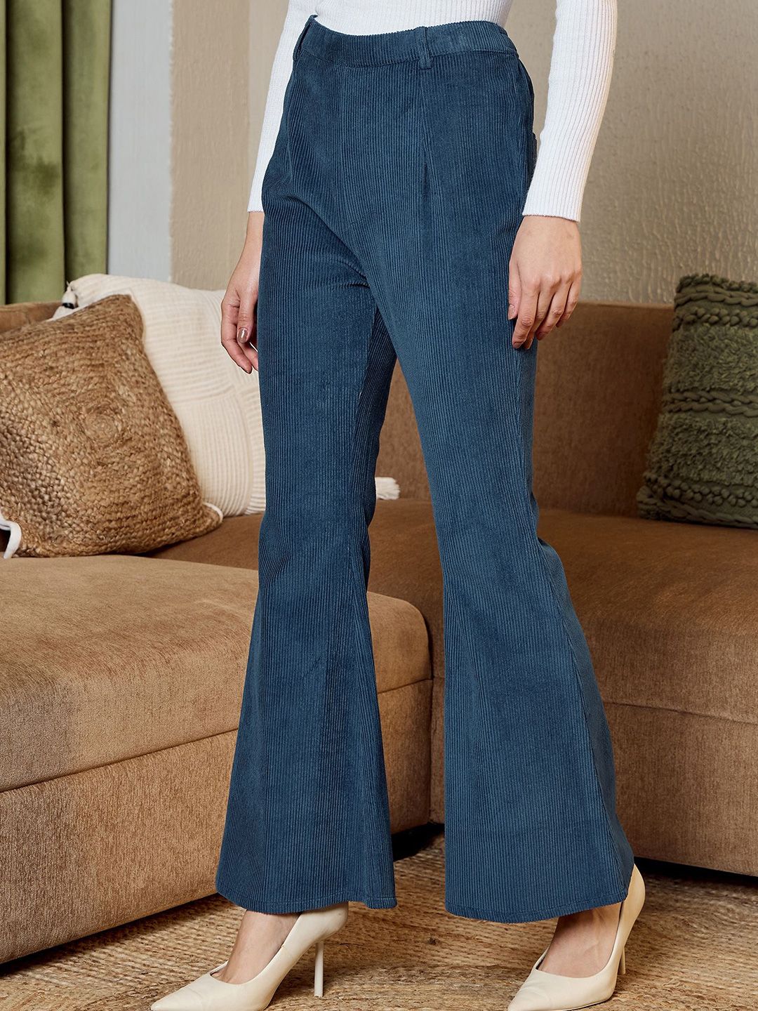 Buy MABISH by Sonal Jain Women Flared Corduroy Bell Bottom Pants