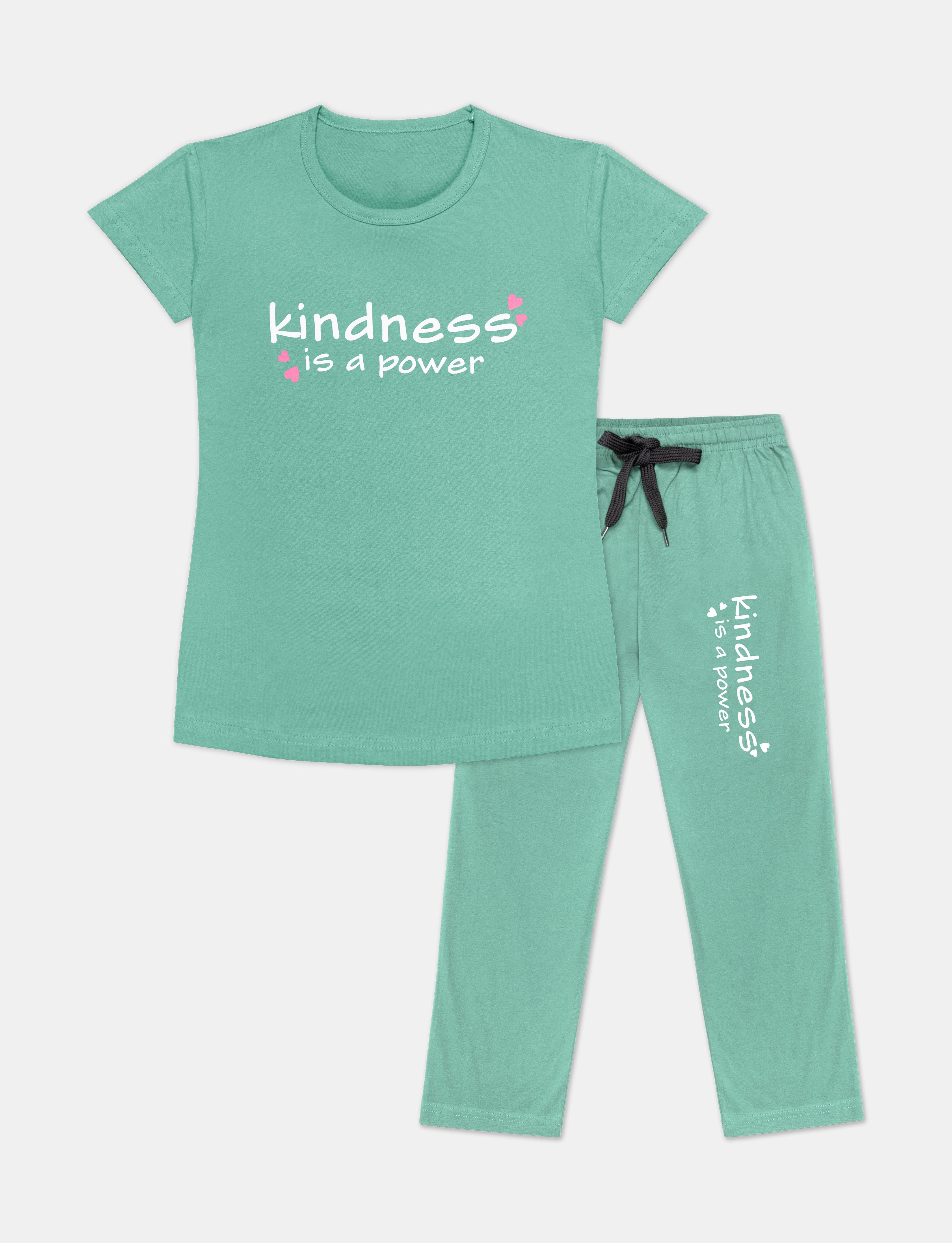 Tee Weavers Girls Cotton Blend Graphic Printed  Round Neck Night Suit