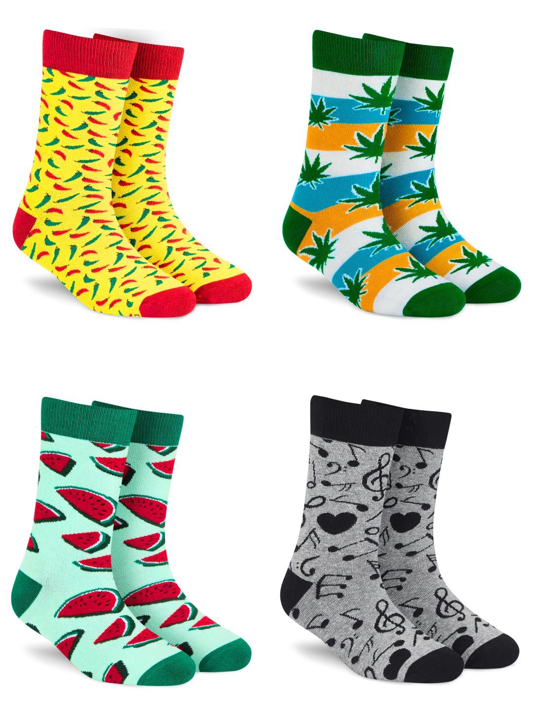 Dynamocks Pack Of 4 Printed Combed Cotton Odour Free Calf-Length Socks