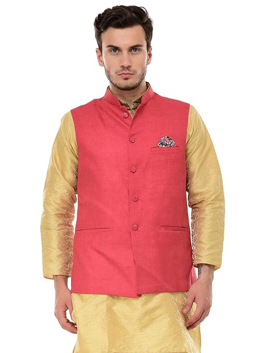 BIS Creations Men Self Design Mandarin Collar Nehru Jacket
