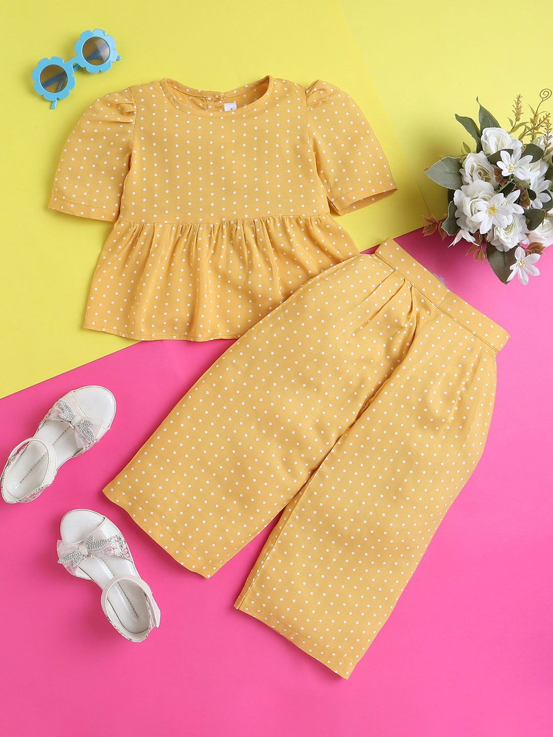 Knitting Doodles Printed Top With Trousers Clothing Set