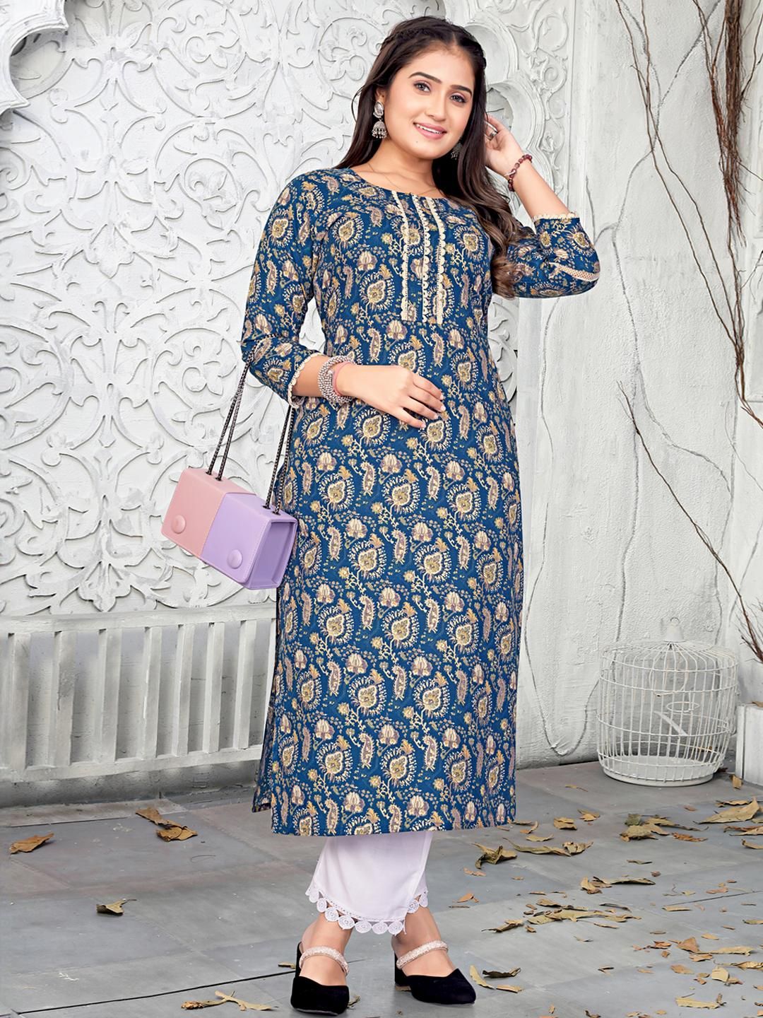 ZAZADIYA IMPEX Women Blue Kurtis