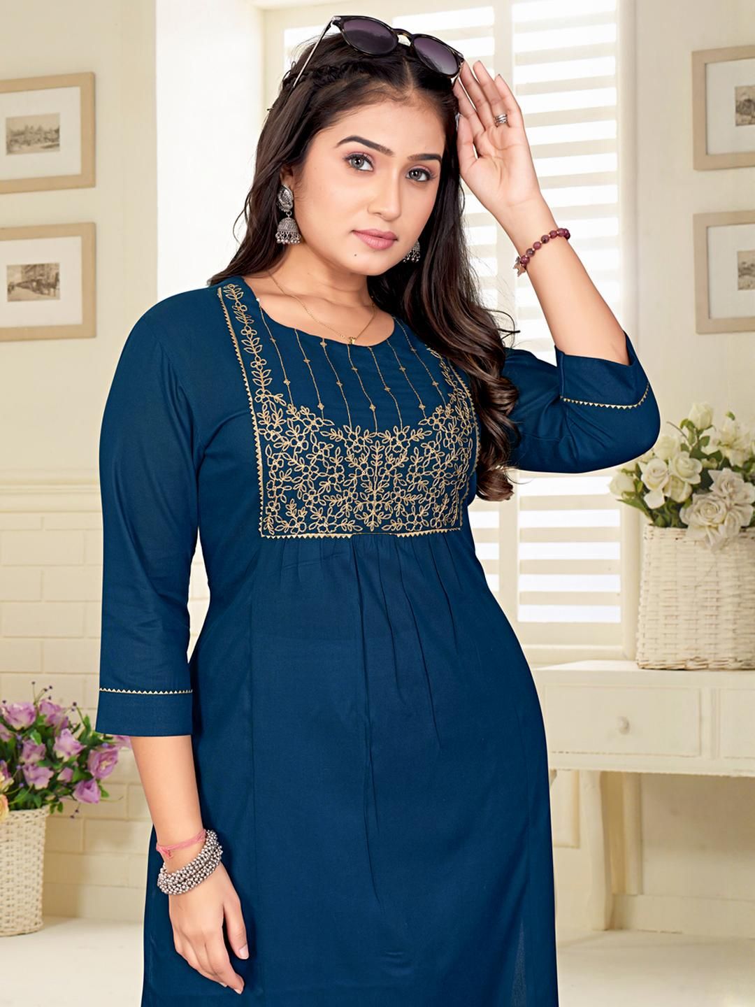 ZAZADIYA IMPEX Women Blue Kurtis