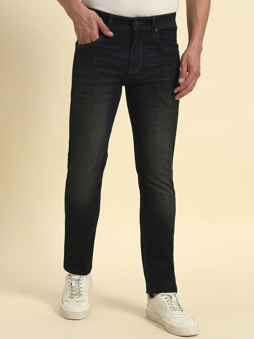 Cantabil Men Jean Slim Fit Mid-Rise Light Fade Denim Jeans