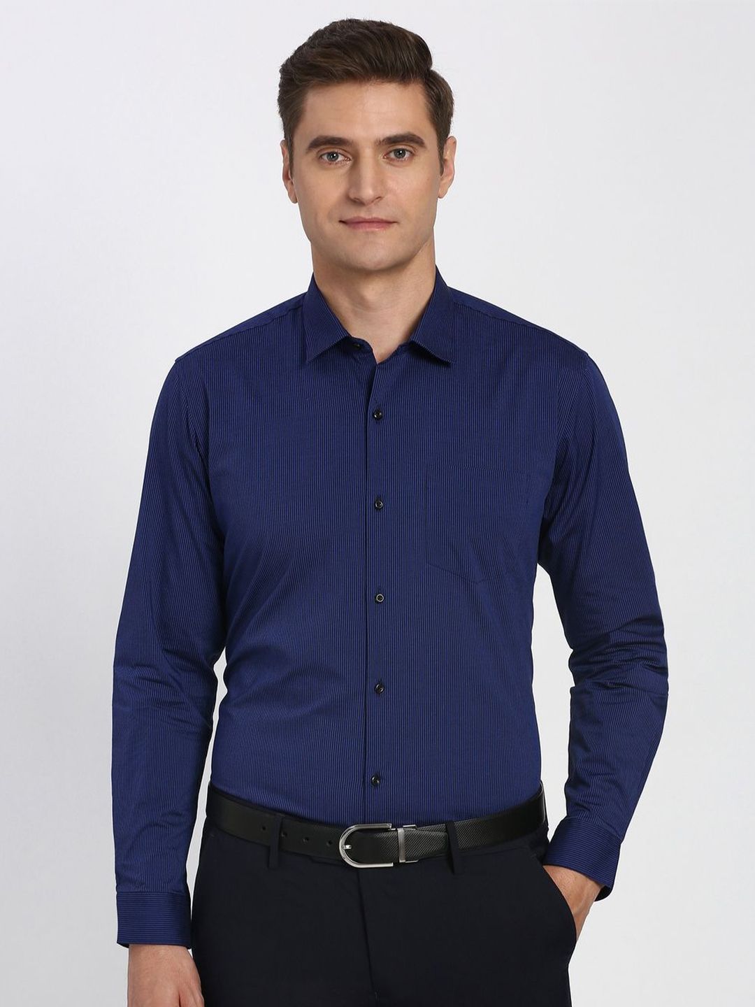 Peter England Peter England Men Textured Spread Collar Formal Shirt