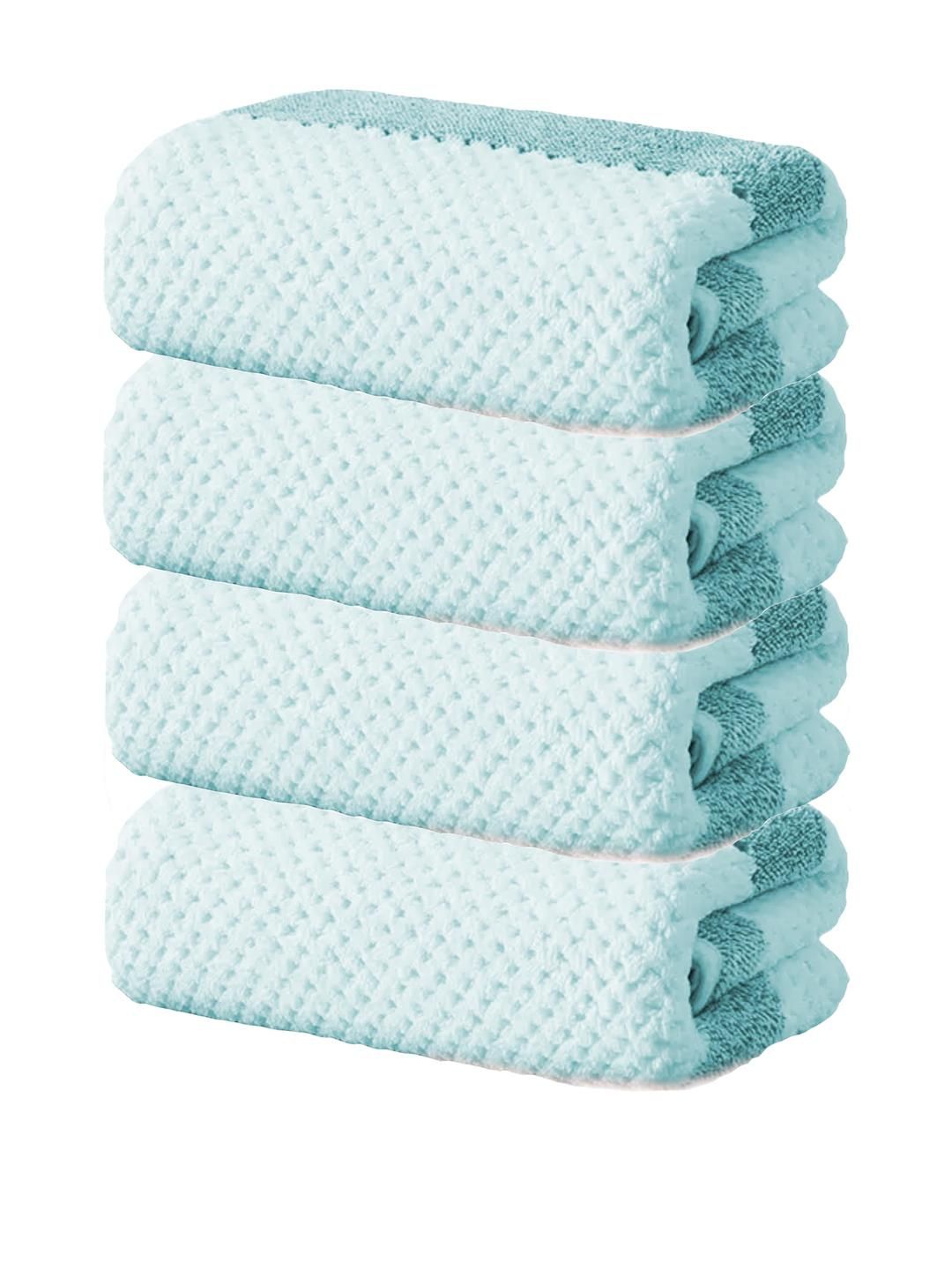 Black Gold Pack of 4 Green & White Stripes 300GSM Hand Towel