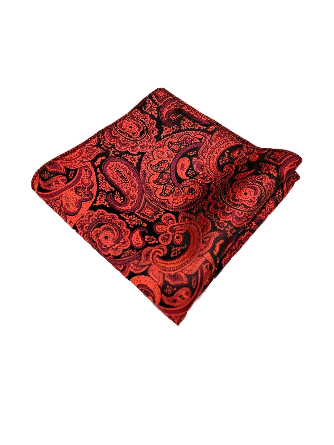 VOICI Men Red & Black Paisley Printed Microfiber Pocket Square Coat Hanky