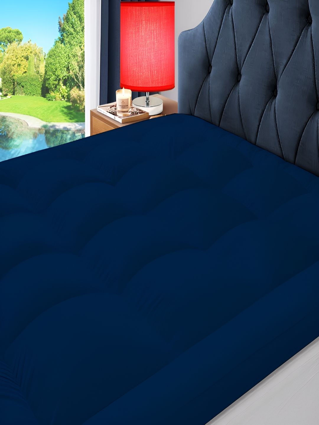 tundwal's tundwal's Blue Cotton Water Resistant Mattress Protector