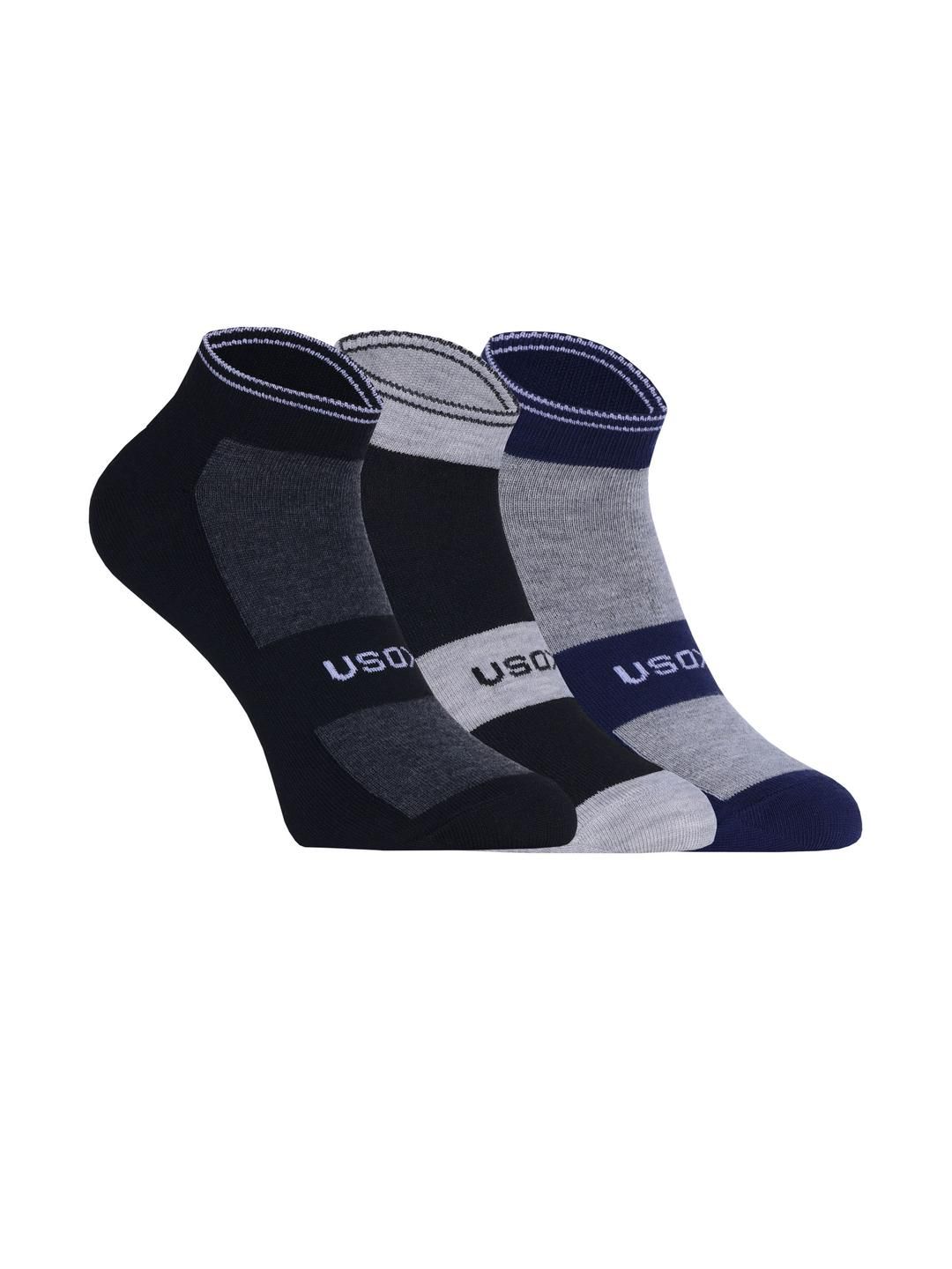 SOXVIEW Pack of 3 Men Striped Ankle Length Socks