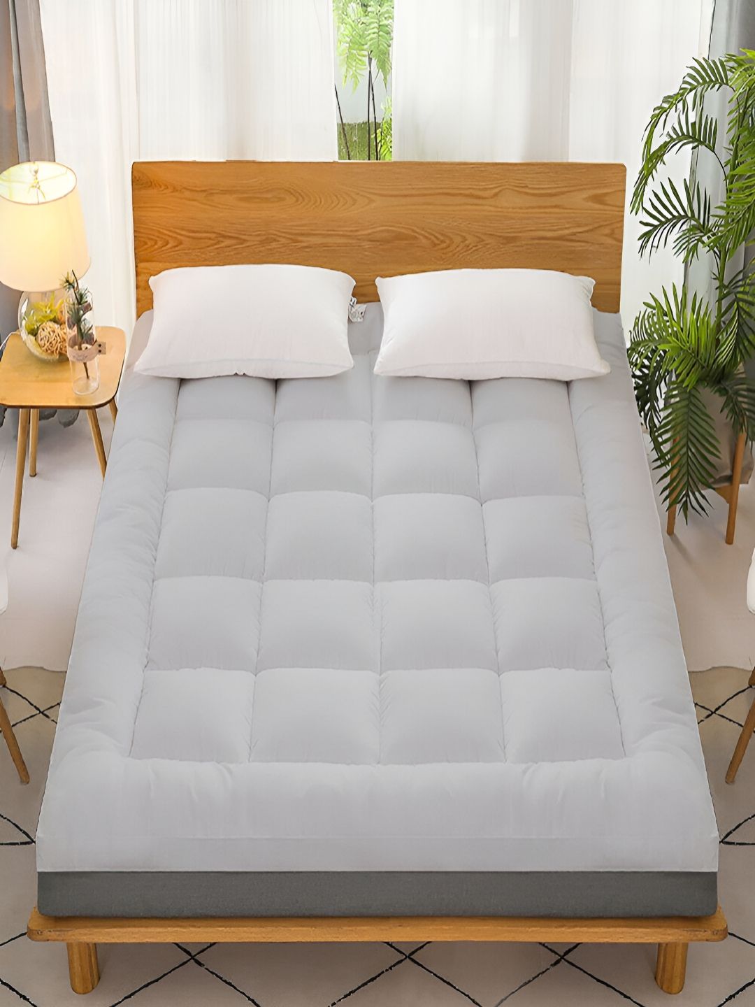 tundwal's tundwal's Grey Quilted Microfiber Water Resistant Topper King Size Mattress Protector