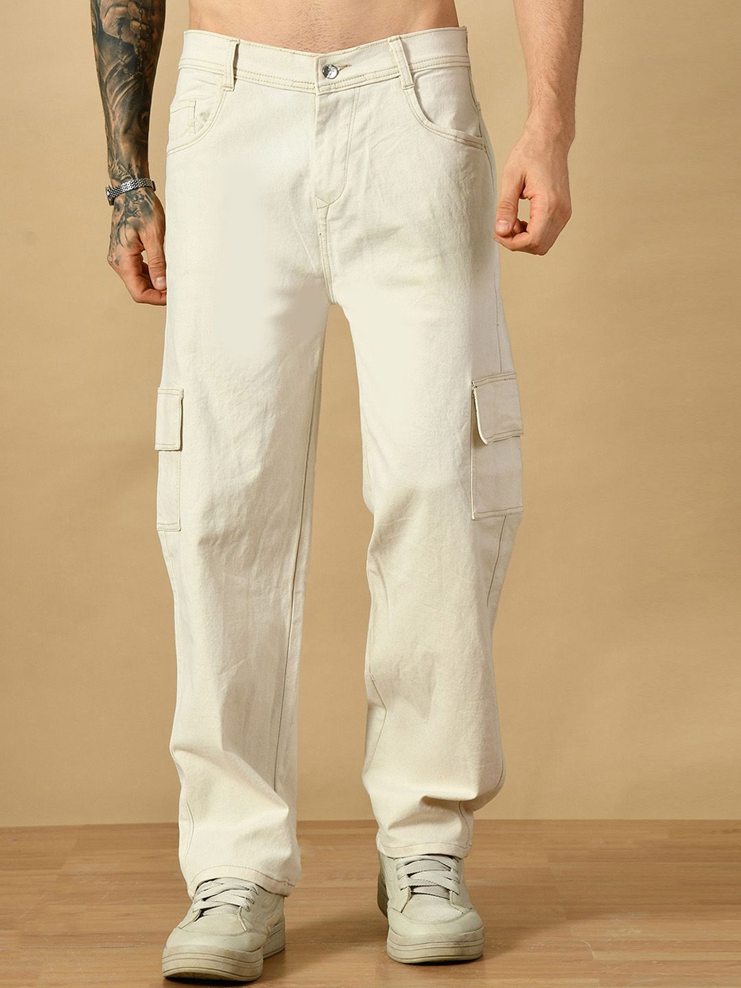 COMFITS Men Classic Regular Fit Mid-Rise Stretchable Denim Baggy Jeans