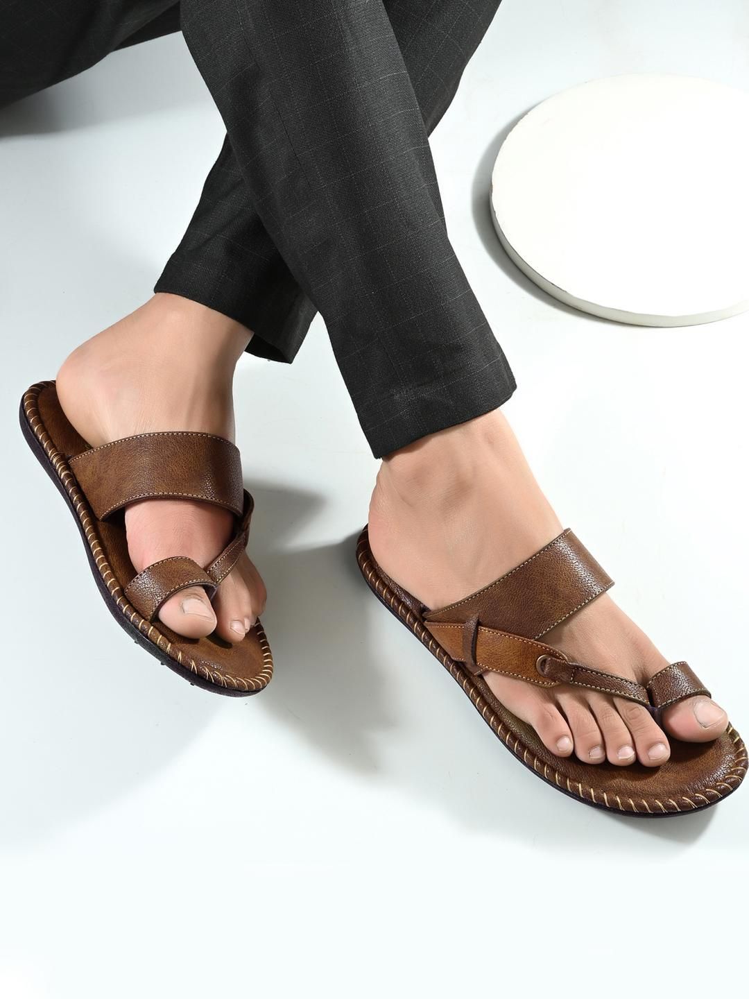 SOFTY VEGEN Men Brown Synthetic Leather Comfortable Sandals