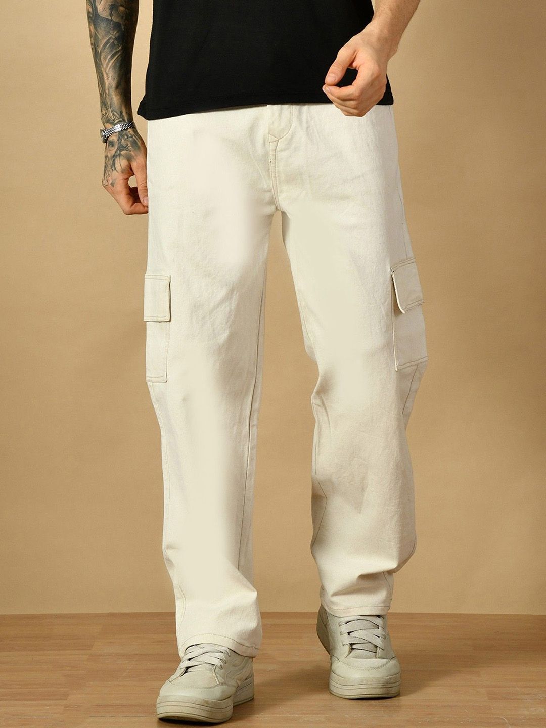 COMFITS Men Classic Boyfriend Fit Mid-Rise Stretchable Denim Baggy Jeans