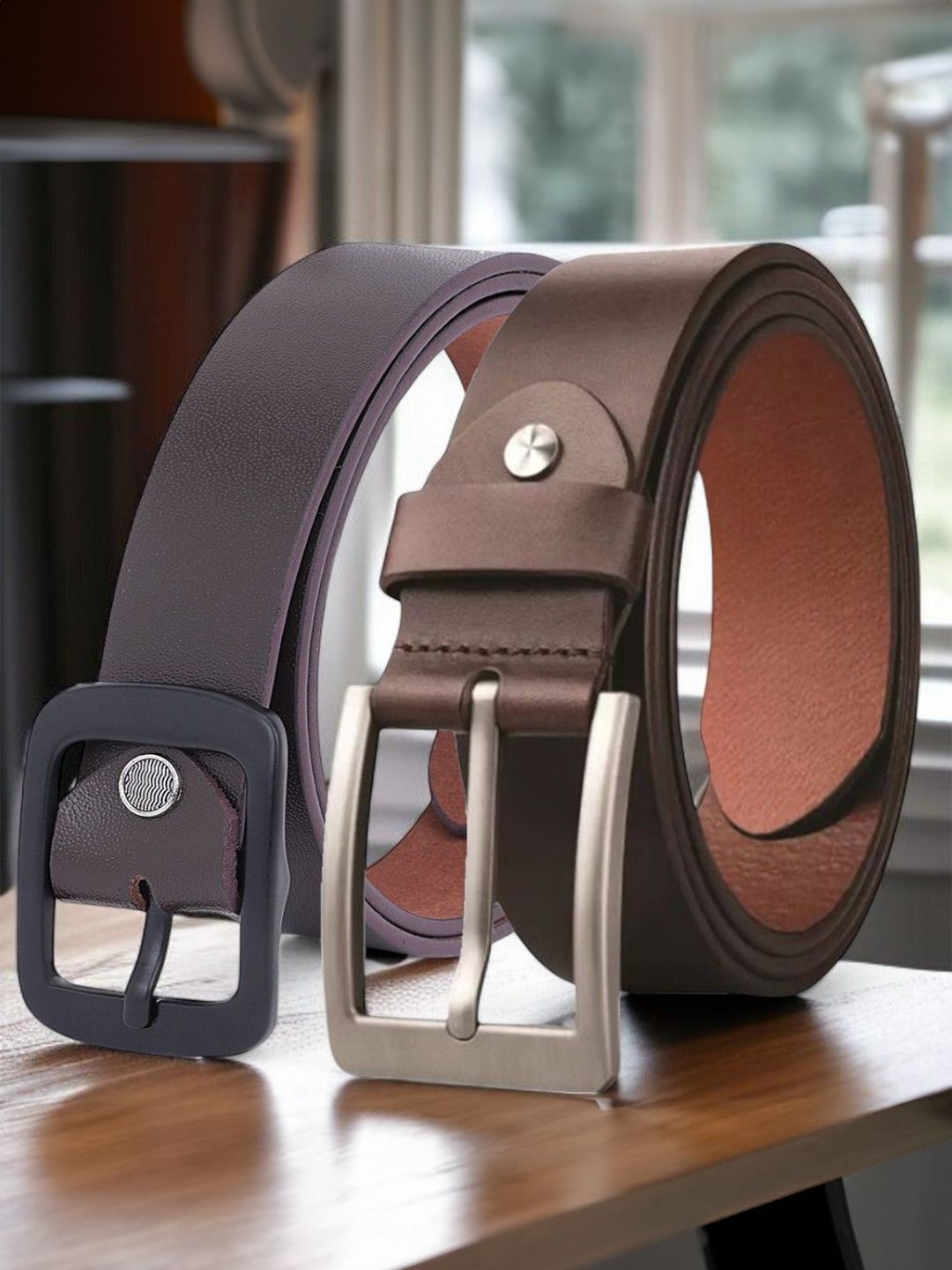 Provogue Men Pack of 2 Textured Leather Formal Belt