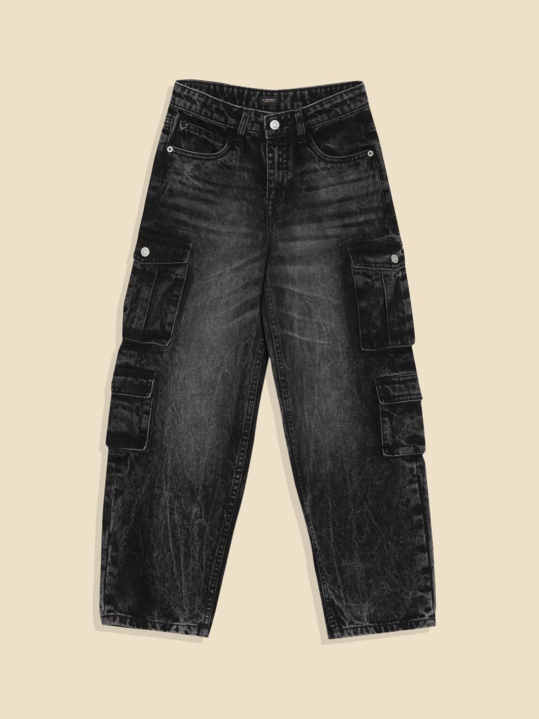 Allen Solly Junior Boys Regular Fit Mid-Rise Light Fade Cargos Jeans
