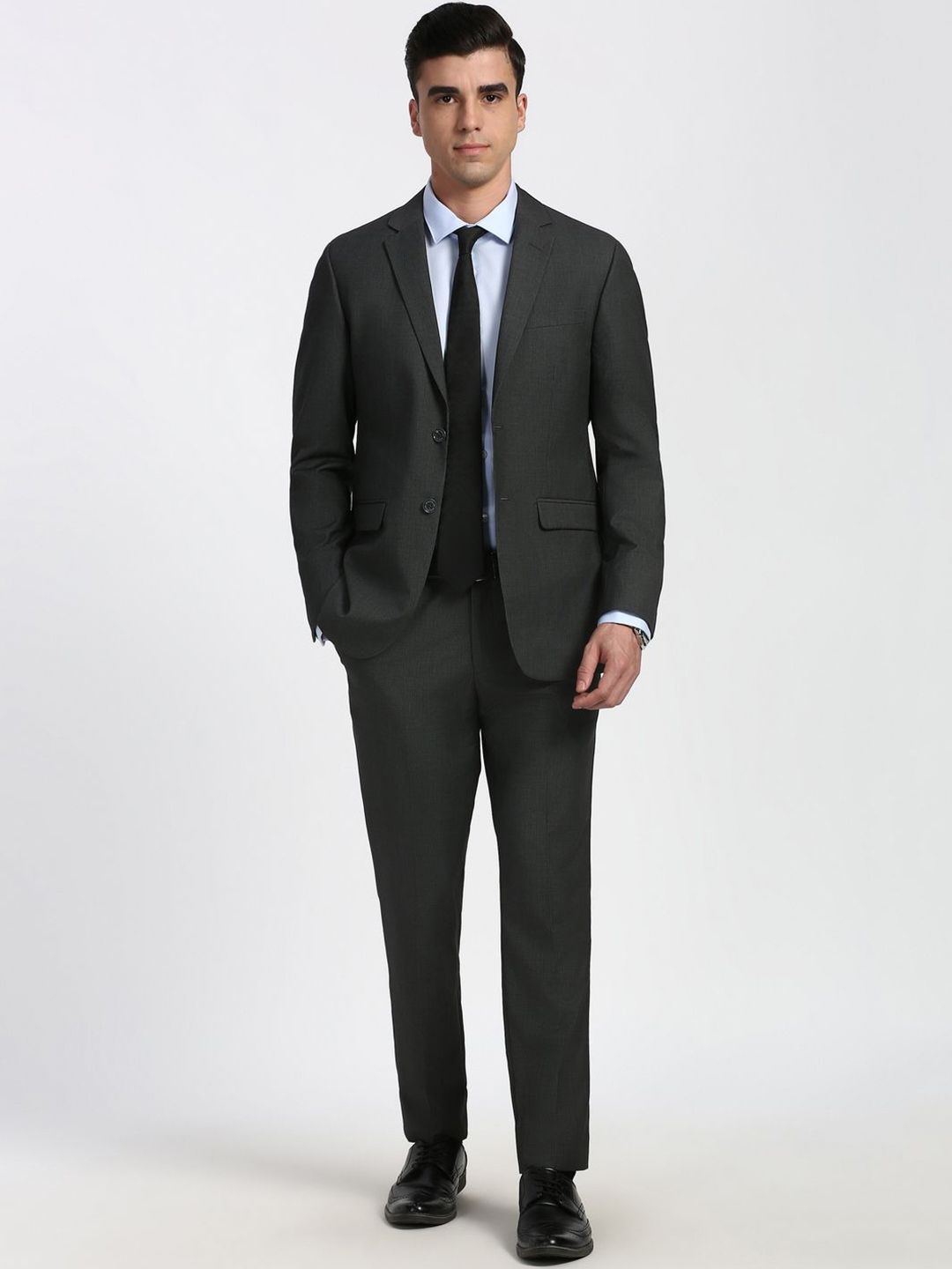 Peter England Elite Textured Slim-Fit Single-Breasted Two-Piece Formal Suit