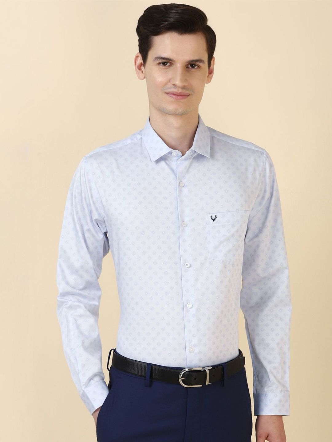 Allen Solly Men Slim Fit Floral Printed Spread Collar Pure Cotton Formal Shirt