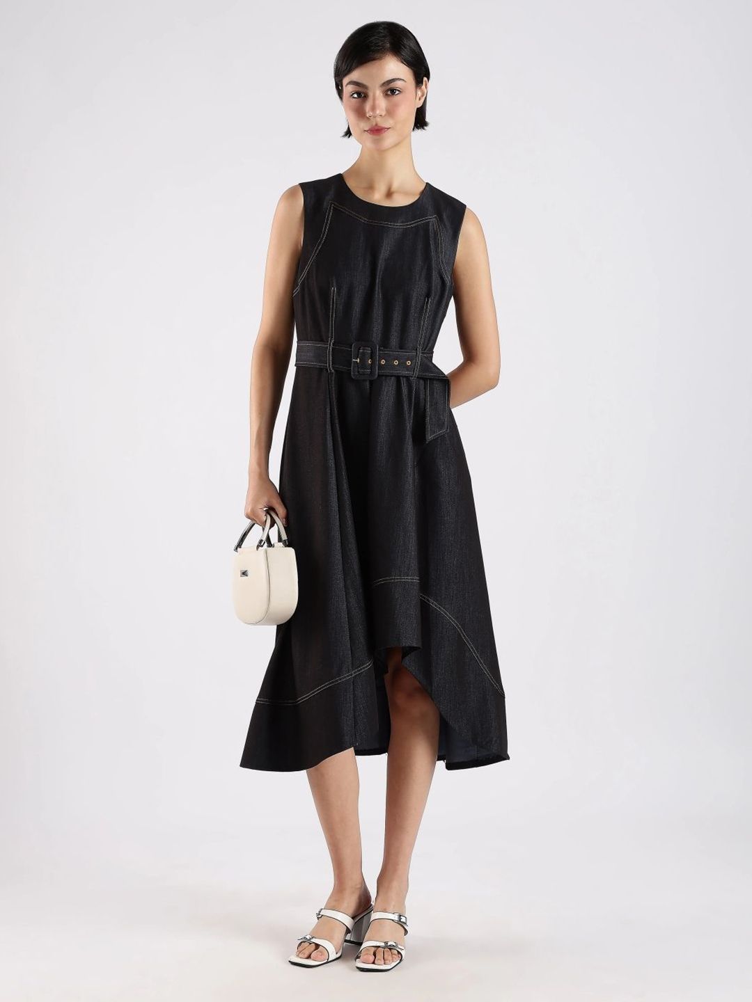 Calvin Klein Jeans Women Round Neck Fit & Flare Midi Dress