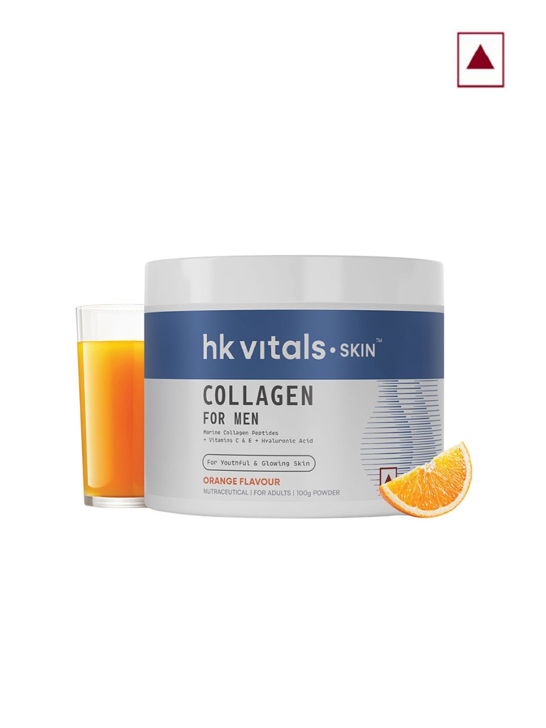 HK VITALS Men Orange Flavour Marine Collagen Peptides Supplement - 100g