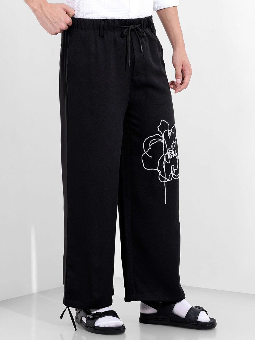 Buy The Indian Garage Co Men Embroidered Loose Fit Zip Trousers