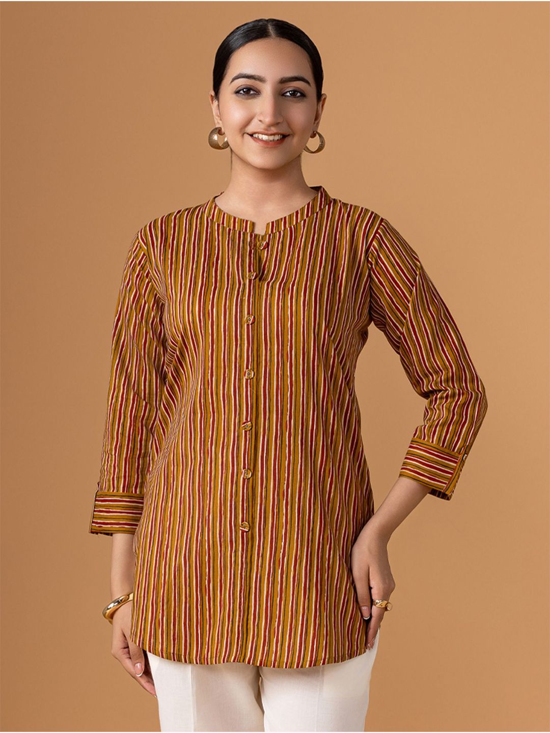 WOMEN PLUS Women Printed Pure Cotton Short Kurti