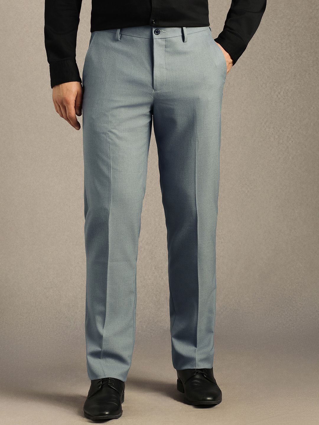 Louis Philippe Men Mid-Rise Solid Slim Fit Formal Trousers