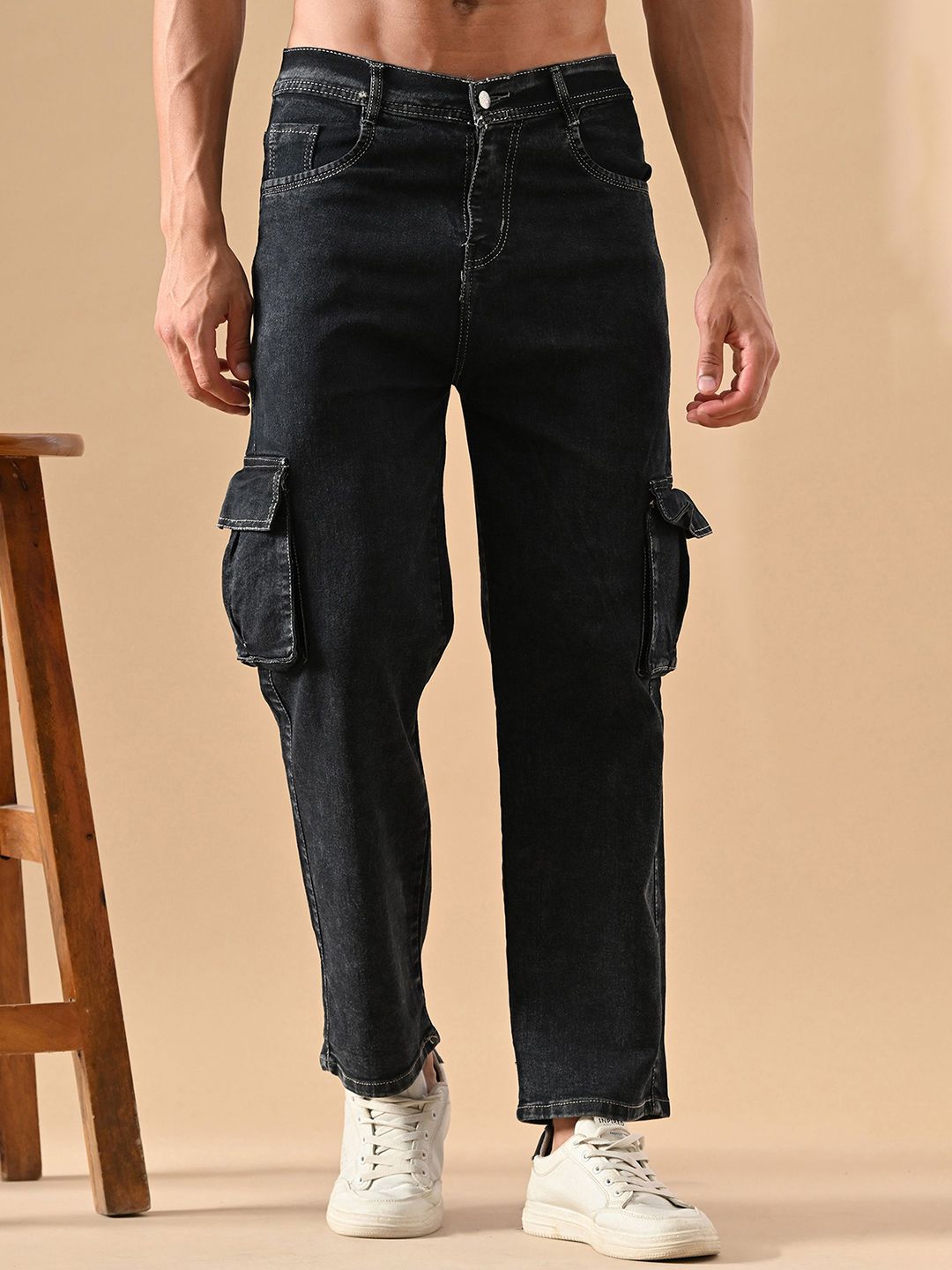 RusticBlooms Men Comfort Baggy Mid-Rise Cargo Styles Jeans