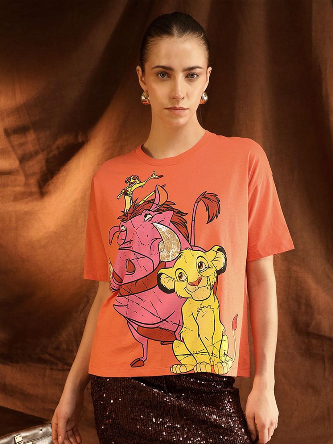 Printed Pure Cotton T-shirt Kazo Printed Drop-Shoulder Sleeves Pure Cotton T-shirt