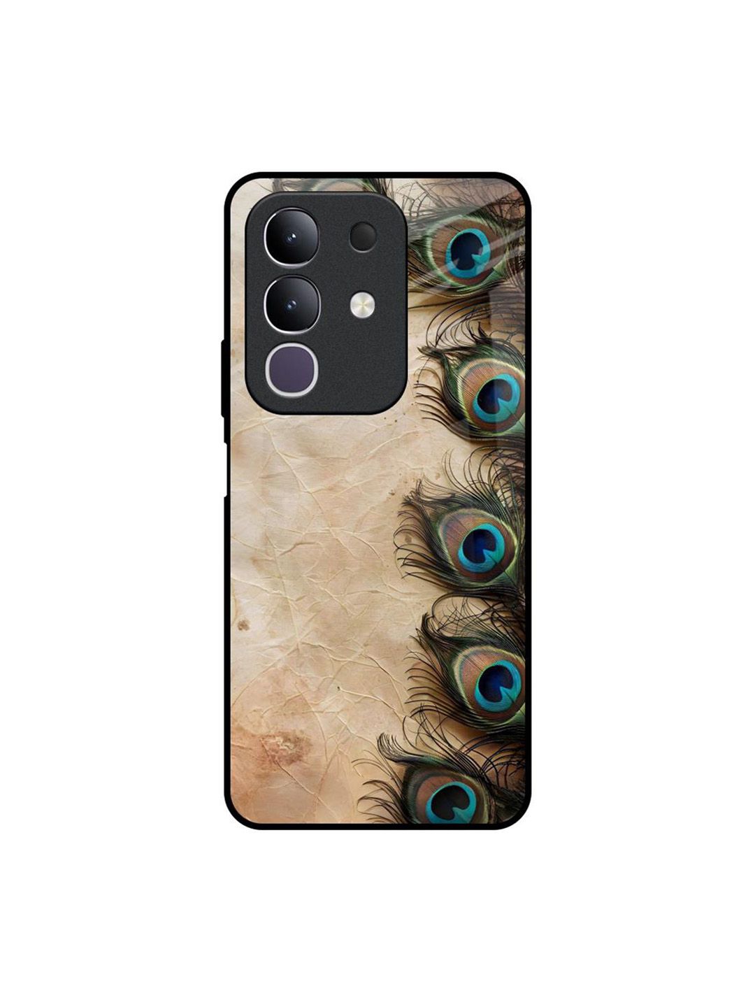 QRIOH Unisex Vivo T4x 5G MysticFeather Impact Resistant Glass Back Case